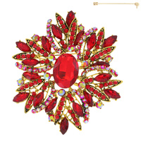 CRYSTAL RHINESTONE VINE CLUSTER BROOCH PIN